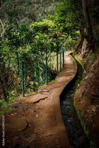 Tourist trail - Levada on Madeira island, Portugal.