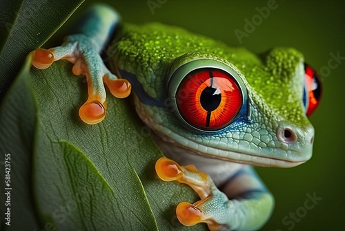 Tree frog with red eyes in Costa Rica. Generative AI