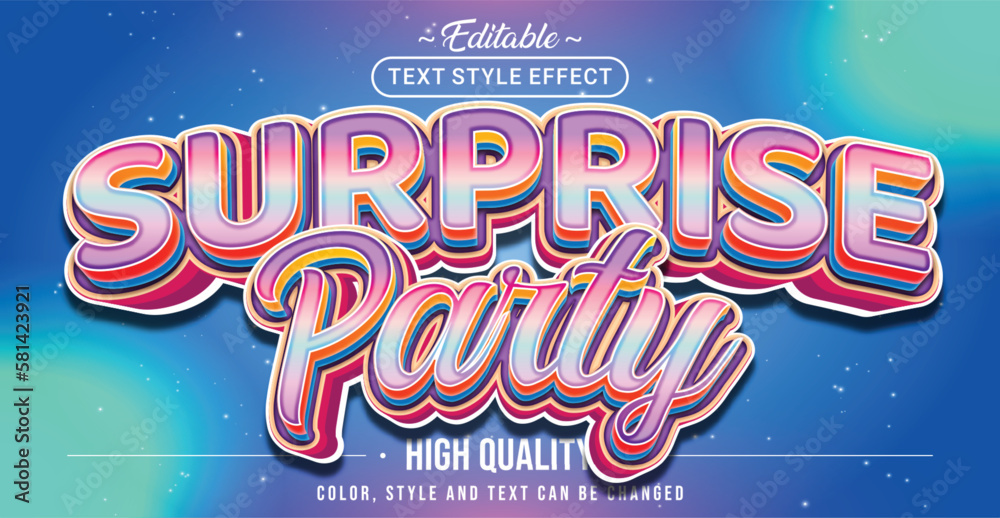 Vetor de Editable text style effect - Surprise Party text style theme ...