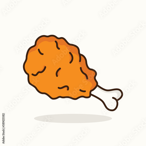 Cute fried chicken cartoon icon vector illustration. Food icon concept illustration, suitable for icon, logo, sticker, clipart