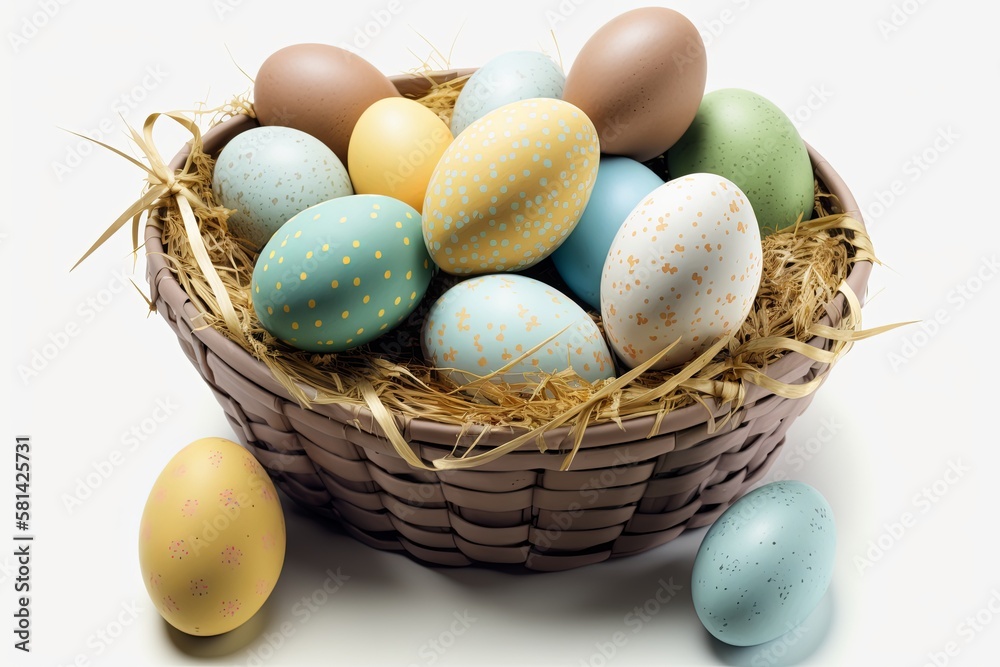 easter eggs in a basket easter eggs in a basket