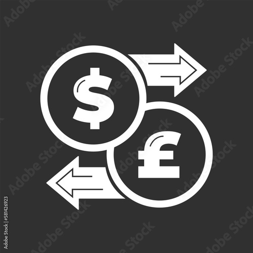 Vector Money exchange simple icon. currency sign. Dollar and Pound Cash transfer symbol. Pound to dollar transfer exchange icon isolated on white USD GBP	
