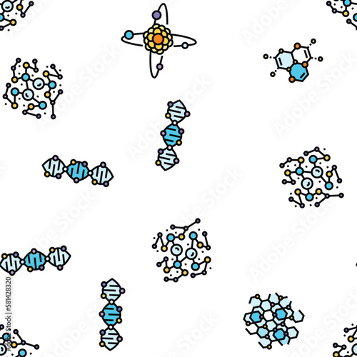 molecular science chemistry atom vector seamless pattern