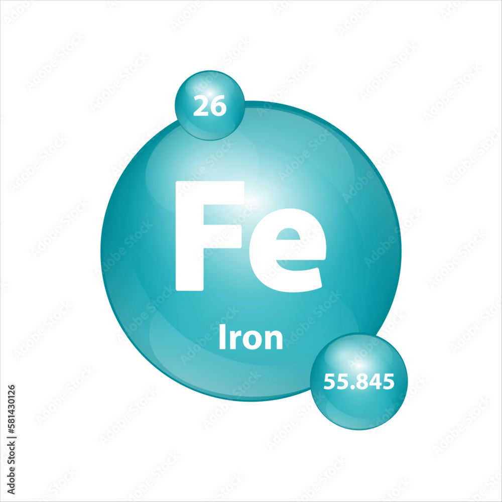 Ferrum (Fe) icon structure chemical element round shape circle green dark. Chemical element of periodic table Sign with atomic number. Study in science for education. 3D Illustration vector. Ferrum (Fe) icon structure chemical element round shape circle green dark. Chemical element of periodic table Sign with atomic number. Study in science for education. 3D Illustration vector.