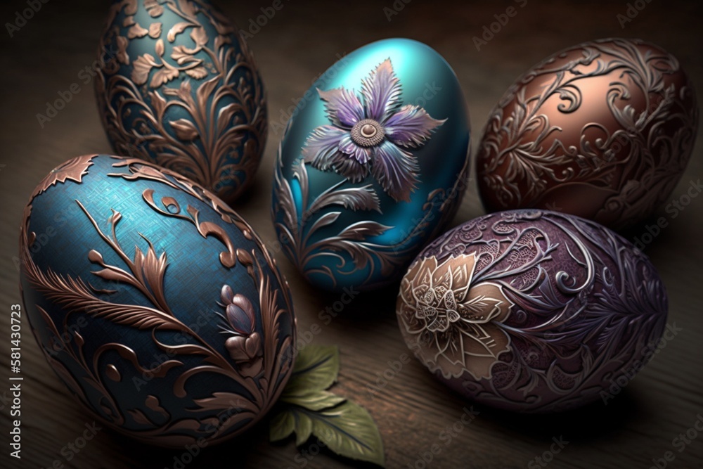 5 Easter eggs colorful with detailed pattern. illustration 5 Easter eggs colorful with detailed pattern. illustration
