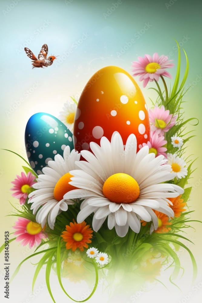 Kitschy easter eggs colorful with flowers. illustration Kitschy easter eggs colorful with flowers. illustration