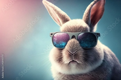 Cool fluffy rabbit bunny with polarised sunglasses . illustration