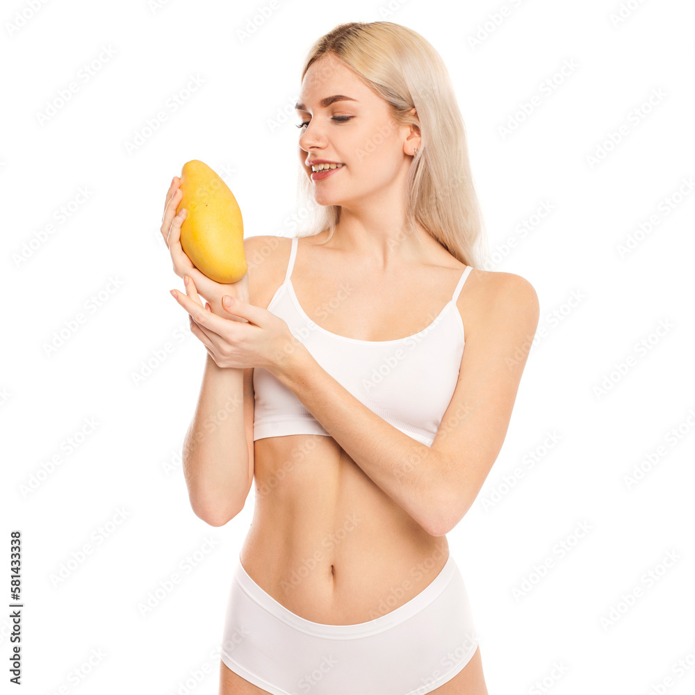 Portrait of young blonde woman on isolated white background Portrait of young blonde woman on isolated white background