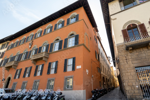 Florence, Italy - September 13, 2021: Lungarno Guicciardini street on a river Arno in Florence photo