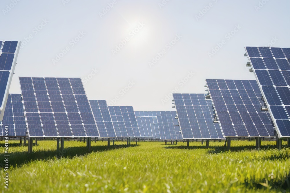 Solar panels. Environmentally friendly energy, generative AI.