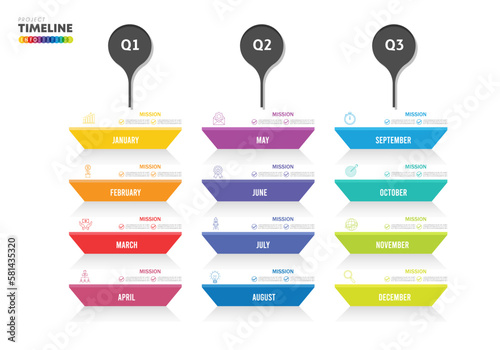 infographic Project timeline graph for 12 months modern diagram calendar, presentation vector infographic.