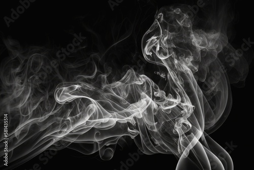 Black background with smoke. Generative AI