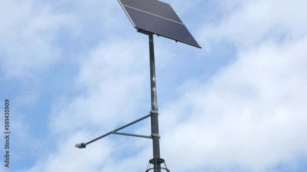Solar panels on lampposts. Renewable energy sources in the countryside. Solar panels on lampposts. Renewable energy sources in the countryside.