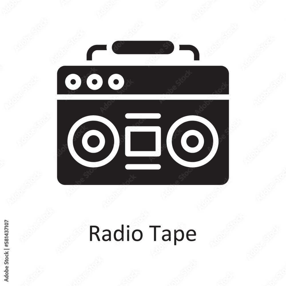 Radio Tape Vector Solid icon Design illustration. Music Symbol on White background EPS 10 File Radio Tape Vector Solid icon Design illustration. Music Symbol on White background EPS 10 File