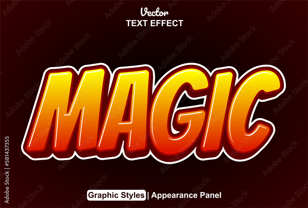 magic text effect with editable orange graphic style.