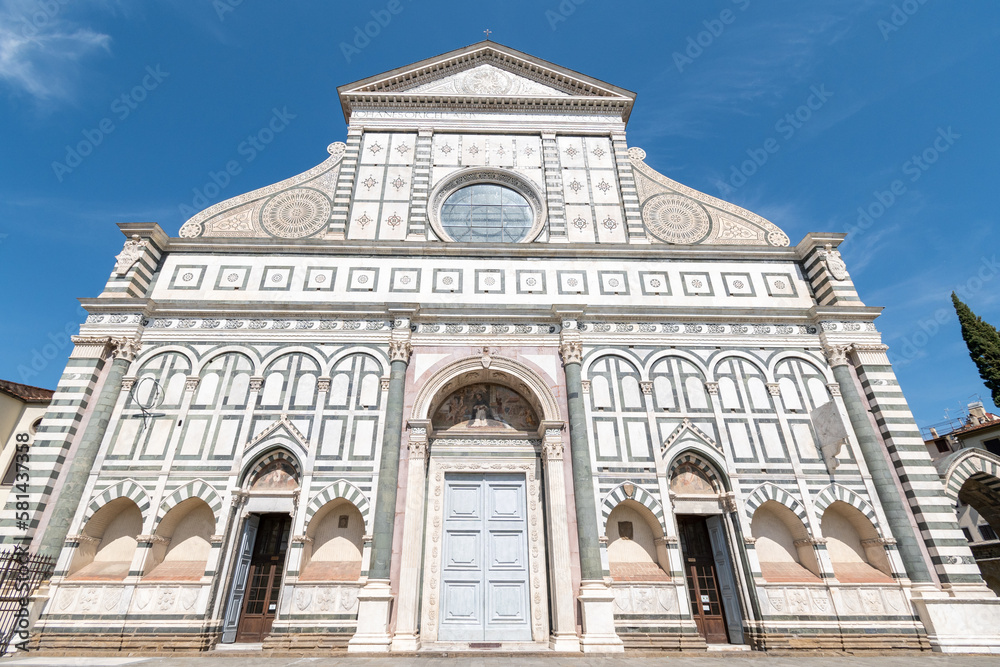 Florence, Italy - September 13, 2021: Basilica of Santa Maria Novella church and square