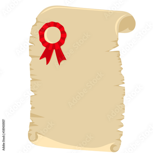 Ancient parchment sheet of paper, certificate or diploma. Hand drawn vector illustration