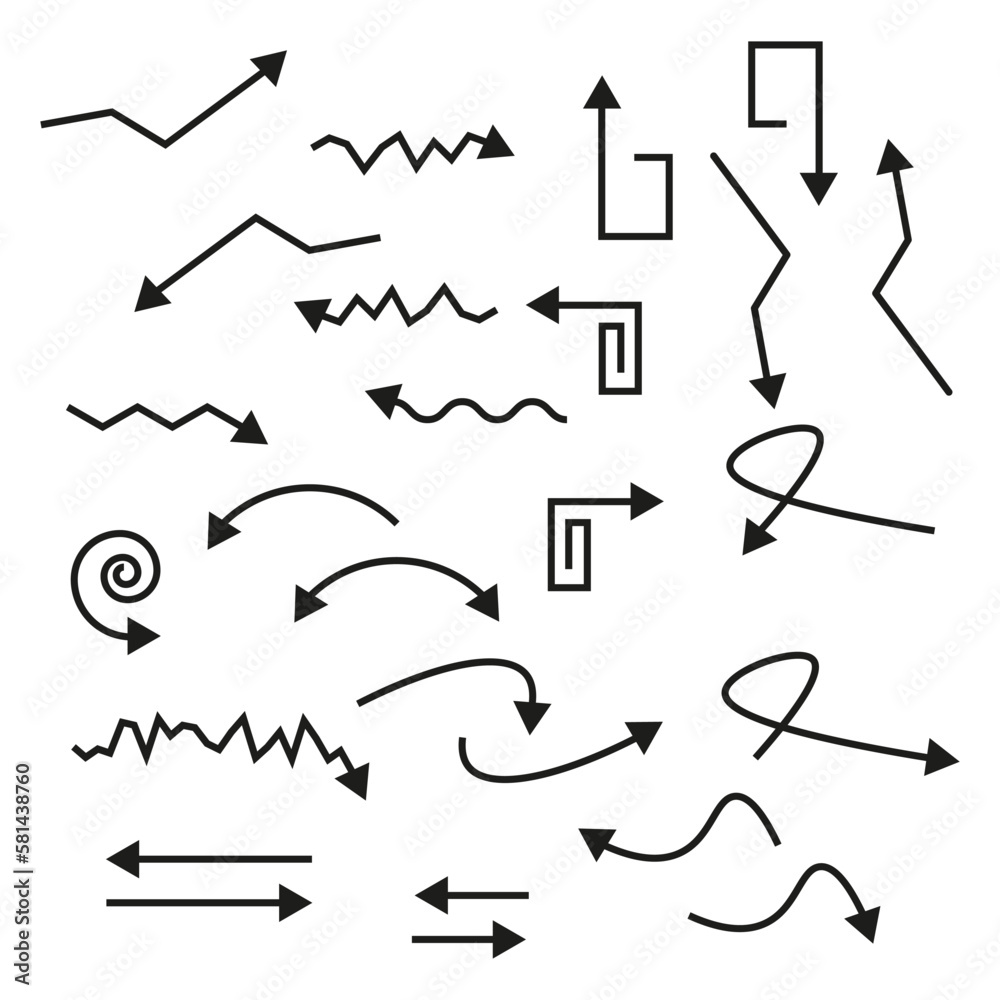 Curved arrows in flat style on white background. Vector illustration. Curved arrows in flat style on white background. Vector illustration.