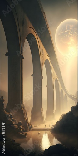 Leinwand Poster futuristic aqueducts epic cinematic realism Einstein ros
