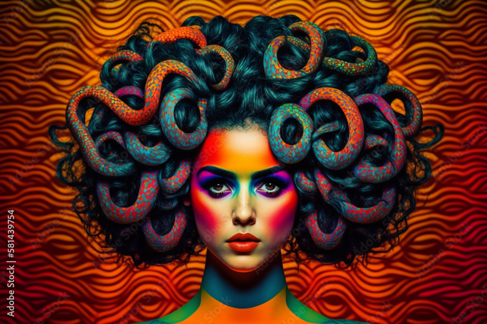 colorful portrait of Medusa