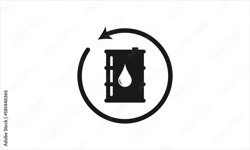 Oil recycling icon vector , Recycling symbol with oil barrel vector