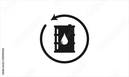 Oil recycling icon vector , Recycling symbol with oil barrel vector icon