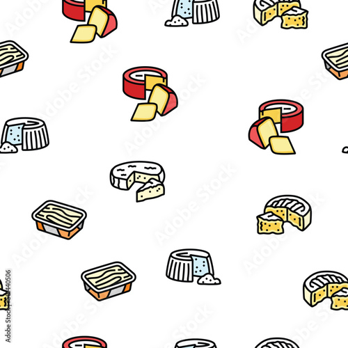 cheese food slice piece dairy vector seamless pattern