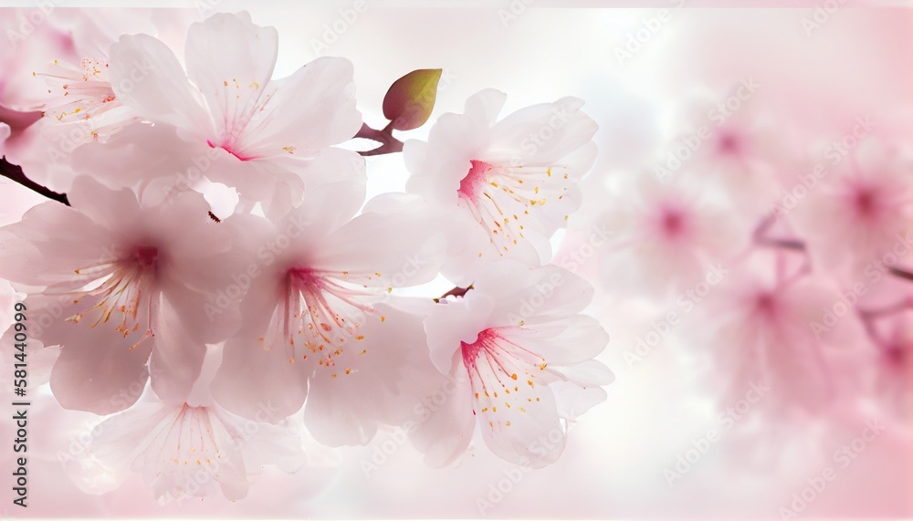 A beautiful cherry blossom with pink and white background. Generative AI, Generative, AI A beautiful cherry blossom with pink and white background. Generative AI, Generative, AI