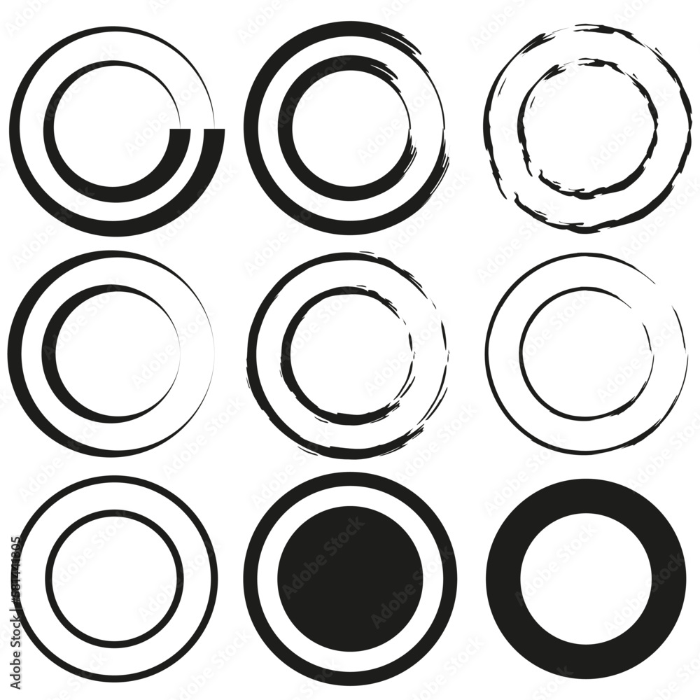 Abstract pattern with brush circles. Round shape. Vector illustration.