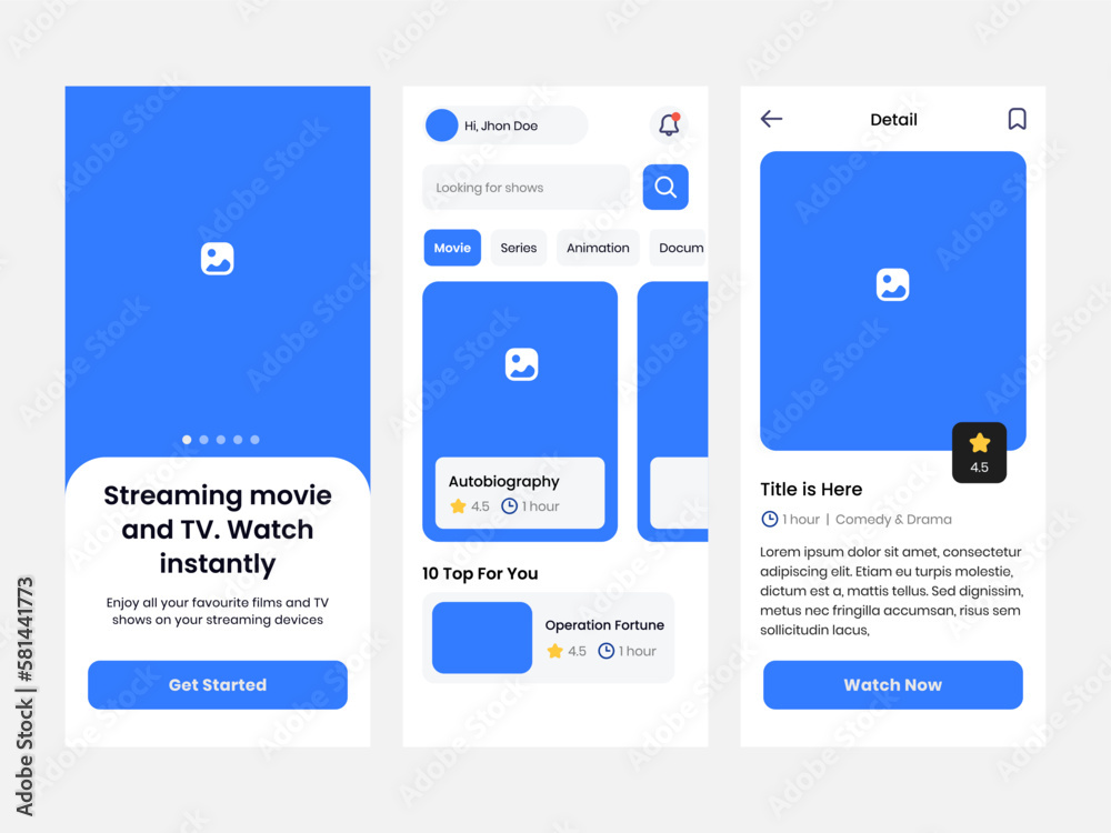 Clean UI UX design template vector. Suitable for mobile application streaming movies, food delivery, traveling, and grocery. Clean UI UX design template vector. Suitable for mobile application streaming movies, food delivery, traveling, and grocery.