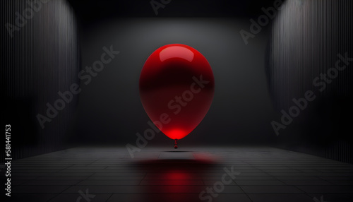 red baloon isolated in a an empty studio -AI Generative 