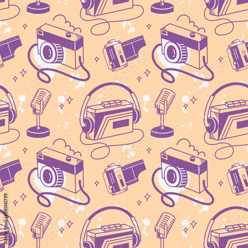Abstract Grunge Retro Stuff Seamless Background 