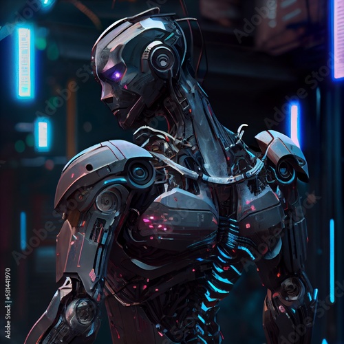 Cyberpunk character, created with Generative AI technology