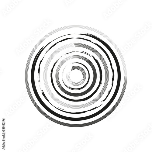 Brush circles spiral in doodle style. Vector illustration.