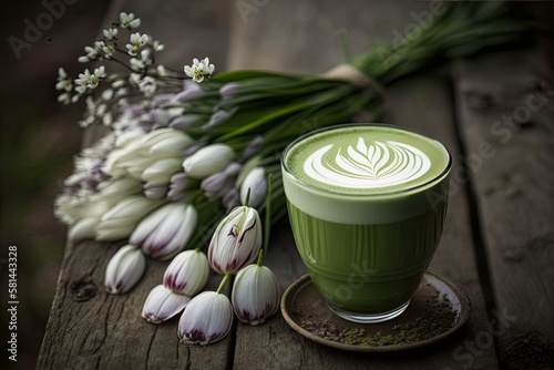 Beautiful Matcha Latte on a...