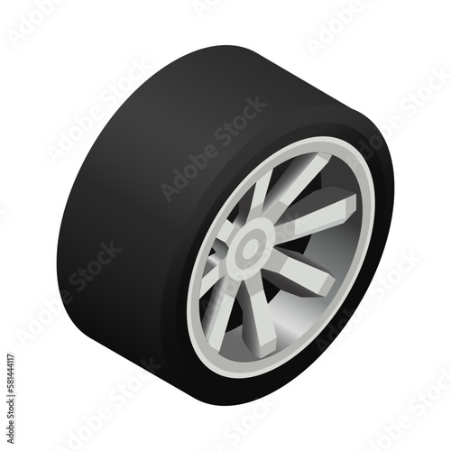 Isometric Car Wheel Composition