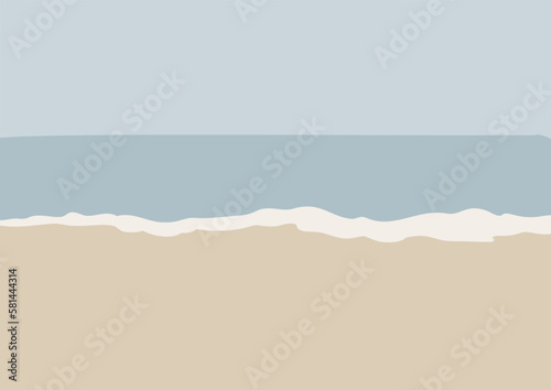 coastal landscape wall art prints, minimal beach poster clipart, beach background, printable vector lighthouse illustration, digital download print, sea wave images in flat style.
