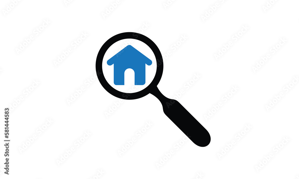 Find house icon , Home icon with magnifier research sign Find house icon , Home icon with magnifier research sign