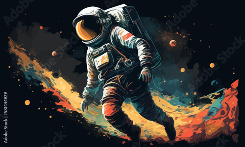 Illustration of astronaut floating in outer space