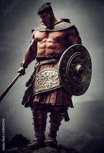 Canvastavla big roman centurion ripped muscle action pose ethereal