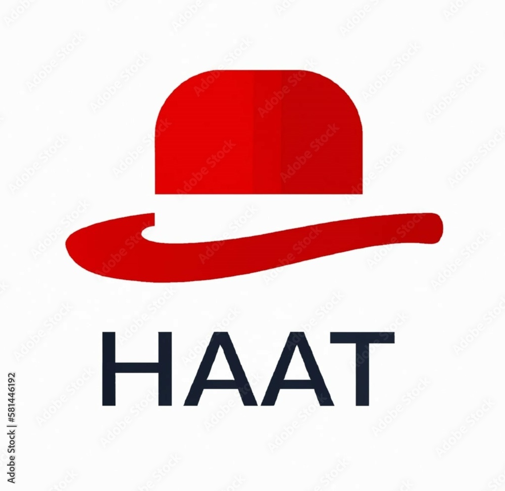 simple round hat logo in red on a white background simple round hat logo in red on a white background
