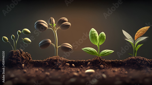 From Seed to Sprout, The Beauty of Growing Plants and Agriculture. Generative Ai photo
