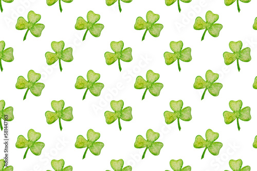 Seamless pattern from hand drawing clovers,St.Patrick's Day concept.Photography.