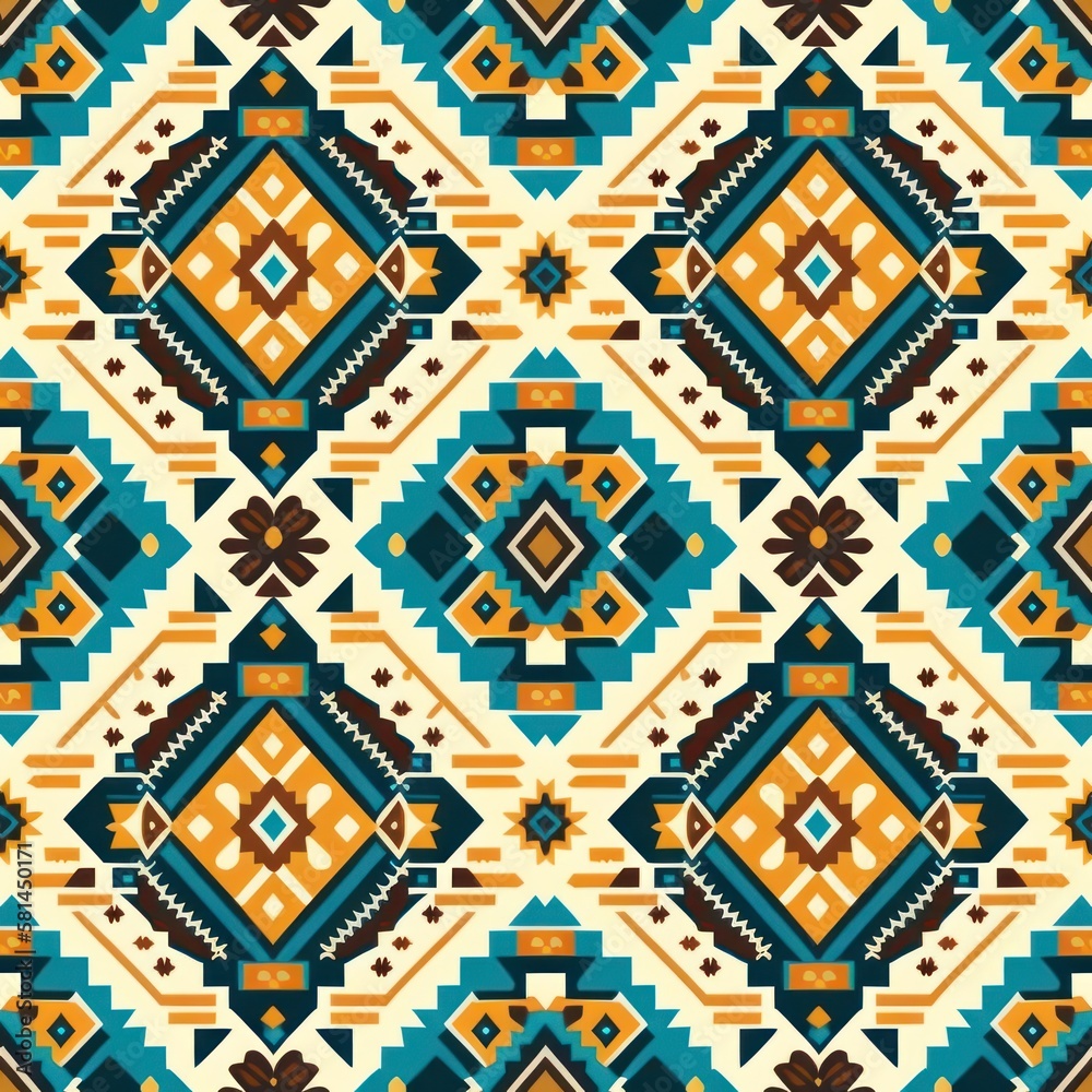 Handmade Indian art, seamless texture, ethnic pattern, traditional fabric, colorful design, ornamental motif, vintage print, floral background, seamless textile, abstract geometric, GENERATIVE AI