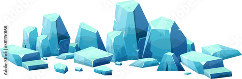 Blue ice crystal in cartoon style