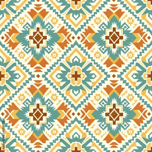 Handmade Indian art  seamless texture  ethnic pattern  traditional fabric  colorful design  ornamental motif  vintage print  floral background  seamless textile  abstract geometric  GENERATIVE AI