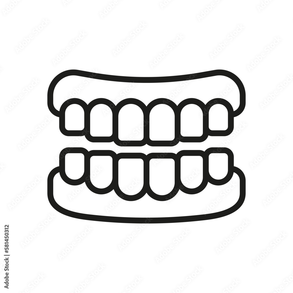 Human Jaw Anatomy with Teeth Line Icon. Healthy Smile Linear Pictogram. False Tooth. Oral Hygiene. Dentistry Outline Symbol. Dental Treatment. Editable Stroke. Isolated Vector Illustration Human Jaw Anatomy with Teeth Line Icon. Healthy Smile Linear Pictogram. False Tooth. Oral Hygiene. Dentistry Outline Symbol. Dental Treatment. Editable Stroke. Isolated Vector Illustration