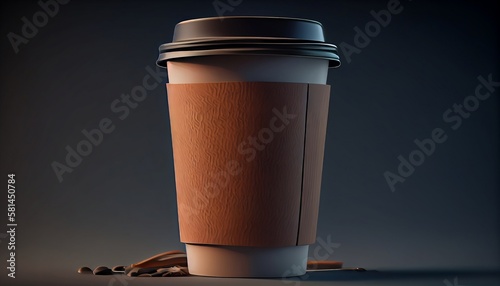 cup of coffee to go, with blank label space, isolated mock up