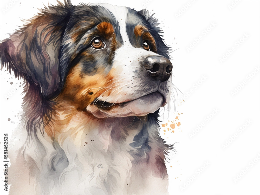 illustration of dog in watercolour, generated IA
