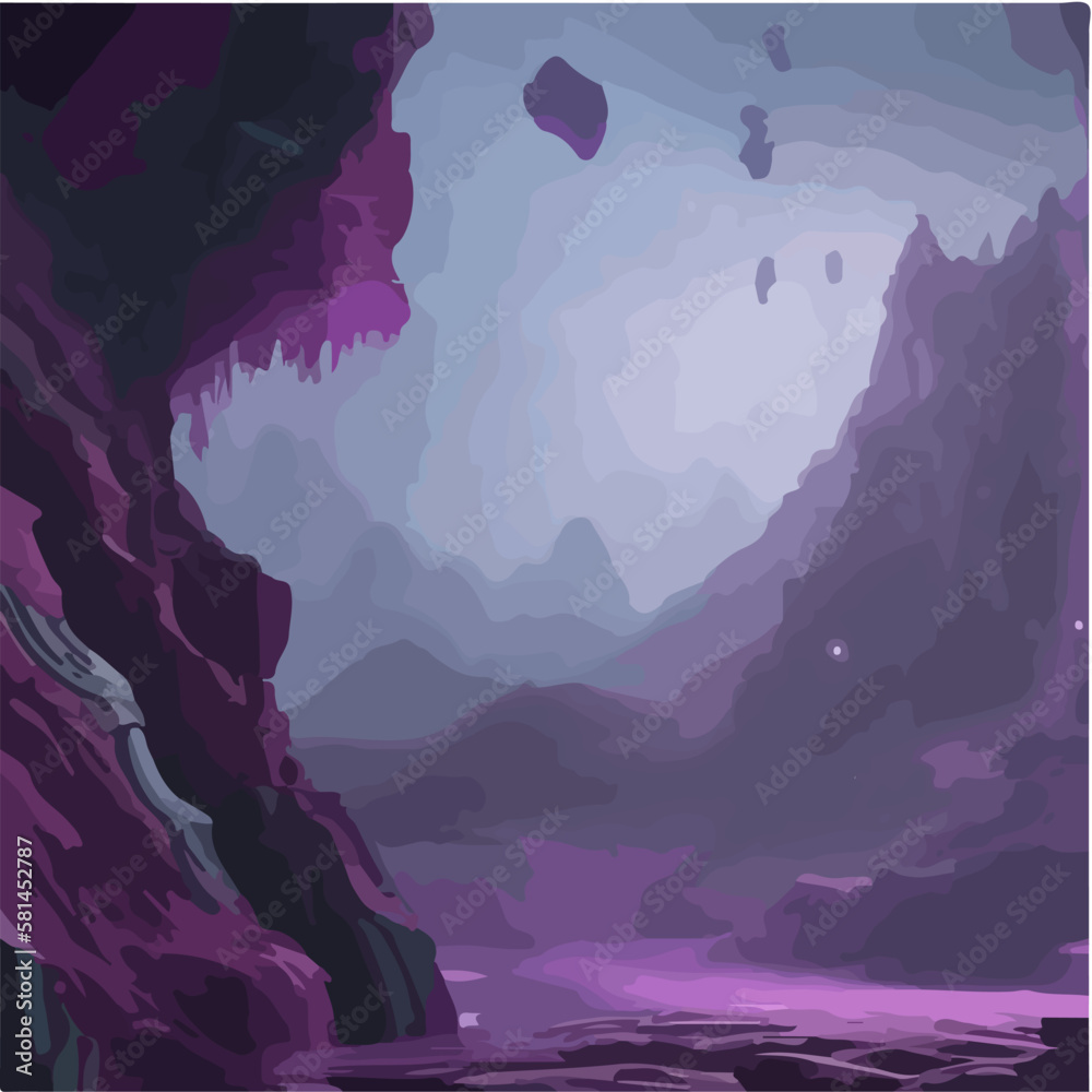 purple abstract mountain top illustration